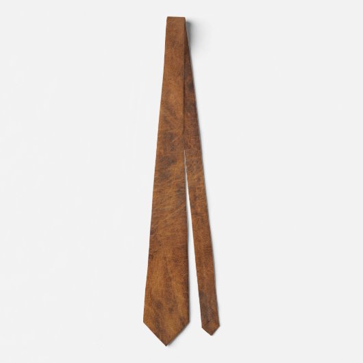 Cravate Brown Tan Faux Cuir Imprimer Mariage Groomsmen (Devant)