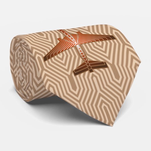 Cravate Brun d'avion, de bronze, d'or et de rouille d'art (Roulé)