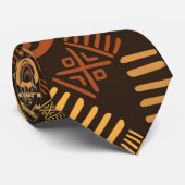Cravate Bruns africains ethniques et or #7 de modèle (Roulé)