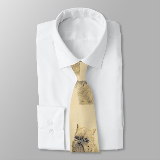 Cravate Bruxelles Griffon Peinture - Cute Original Chien A (Attaché)