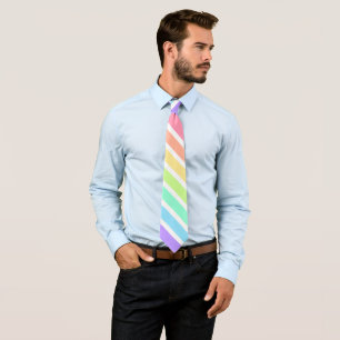 Cravate Bubblegum arc-en-ciel et bandes blanches