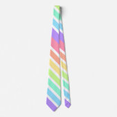 Cravate Bubblegum arc-en-ciel et bandes blanches (Devant)