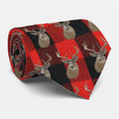 Cravate Buck Deer Sur Buffalo Plaid (Roulé)