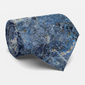 Cravate Bue Gris Marbre Noir & Veines Beige (Roulé)