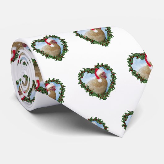 Cravate Buff Orpington Chicken in Heart Wreath Christmas (Roulé)