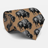 Cravate Buffalo American Bison Vintage Wood Engraving Neck (Roulé)