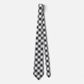 Cravate Buffalo Check blanc et noir Carrés plaid (Devant)