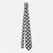 Cravate Buffalo Check blanc et noir Carrés plaid (Dos)