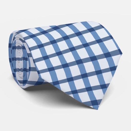 Cravate Buffalo Check bleu & blanc Rustic Plaid Motif (Roulé)