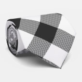 Cravate Buffalo Check Carrés blancs et noirs Plaid plus gr (Roulé)