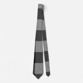 Cravate Buffalo Check Gris et Carrés noirs Plaid (Devant)