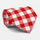 Cravate Buffalo Plaid Rouge Blanc (Roulé)