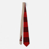 Cravate Buffalo plaid sapin de Noël script lunatique (Dos)