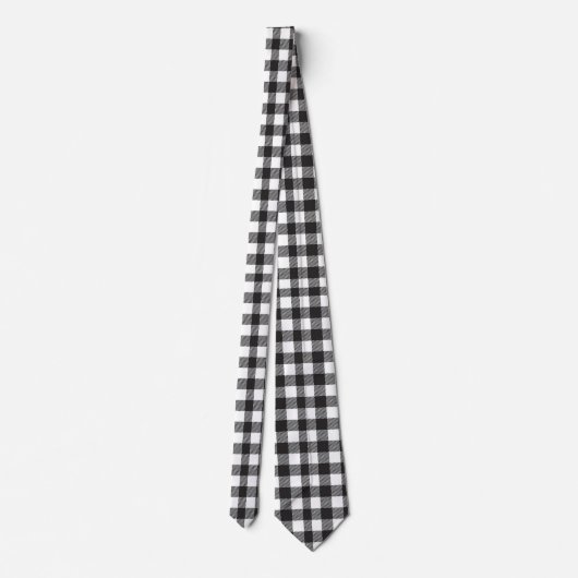 Cravate Buffle noir et blanc Plaid Checked Hommes tendance (Dos)