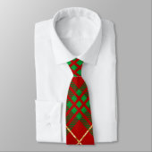 Cravate Buffle rouge noir vert or Plaid Holiday (Attaché)