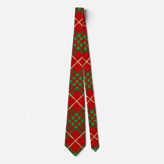 Cravate Buffle rouge noir vert or Plaid Holiday (Devant)