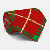 Cravate Buffle rouge noir vert or Plaid Holiday (Roulé)