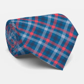 Cravate Buffle tartan bleu rouge plaqué classique homme (Roulé)