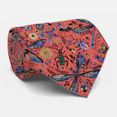 Cravate Bugs de Doodle sur corail rouge (Roulé)