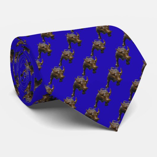 Cravate Bull de facturation de Wall Street - Blue (Roulé)