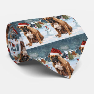 Cravate Bull Mastiff Chien hiver Merveilles pays Noël Joie