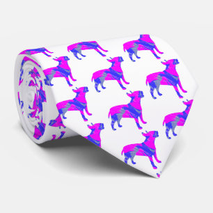 Cravate Bull Terrier Anglais Chien Rose Bleu Silhouette Bl