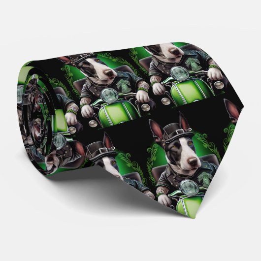 Cravate Bull Terrier Chien Conduite Vélo St. Patrick's Day (Roulé)