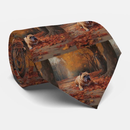 Cravate Bulldog en automne Feuilles automne Inspire (Roulé)