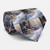 Cravate Bulldog Qu'Il Neige Noël Brossé (Roulé)