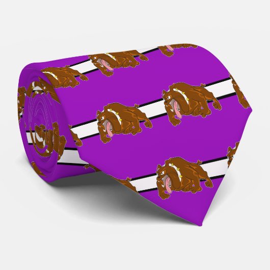 Cravate Bulldogs Équipe sportive Purple White Necktie (Roulé)