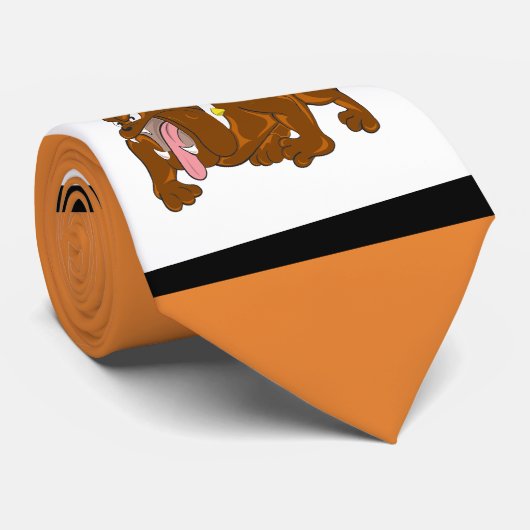 Cravate Bulldogs Sports Blue Orange White Necktie (Roulé)