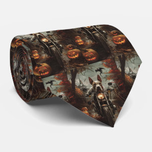 Cravate Bulle Terrier Riding Moto Halloween effrayant