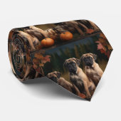 Cravate Bullmastiff Chiot Automne Citrouille de plaisir (Roulé)