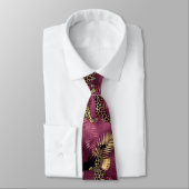 Cravate Burgundy and Gold Leopard Series Design 10 (Attaché)