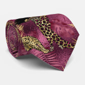 Cravate Burgundy and Gold Leopard Series Design 10 (Roulé)