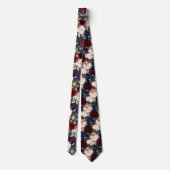 Cravate Burgundy Blush Navy Aquarelle Fleurs do-it-yoursel (Dos)