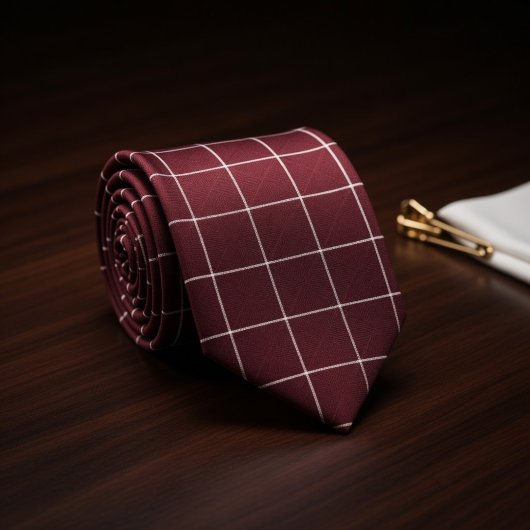 Cravate Burgundy Checkered
