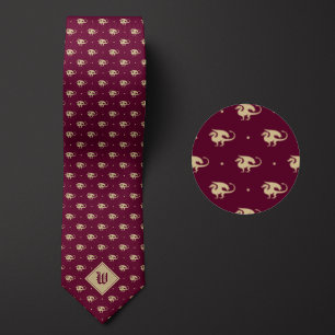 Cravate Burgundy et Dragon d'or en profil avec Monogramme