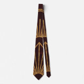 Cravate Burgundy & Gold Art Deco Geometric Pattern Formal  (Devant)