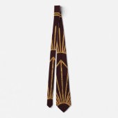 Cravate Burgundy & Gold Art Deco Geometric Pattern Formal  (Dos)