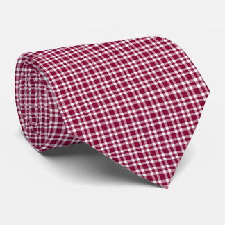 Cravate Burgundy White Plaid Pattern