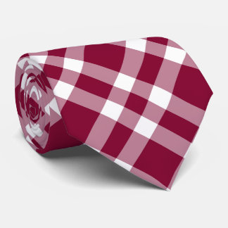 Cravate Burgundy White Plaid Pattern