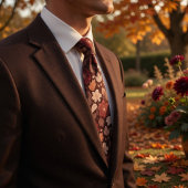 Cravate Burgundy Wildflower & Autumn Leaves Rich Copper