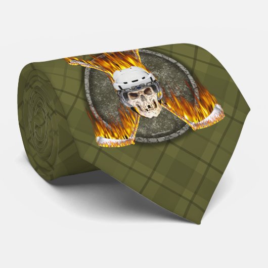 Cravate Burning Hockey Sticks (foncé) (Roulé)