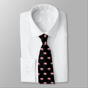 Cravate Business Festive Pattern Cute Black Pink Elephants