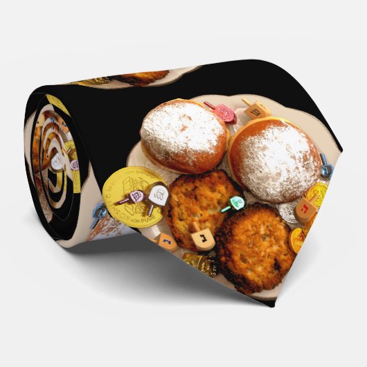 Cravate Butées toriques, Latkes, Dreidels et Gelt de gelée (Roulé)