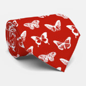 Cravate Butterfly sketch, deep red and white (Roulé)