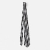 Cravate BW noir et blanc vertical Motif à bande rétro (Dos)
