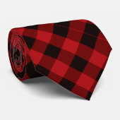 Cravate Cabane primitive Rouge plaid de bison bûcheron (Roulé)