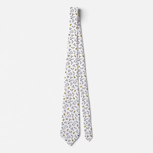 Cravate cacahuètes | Snoopy & Woodstock B&W Flower Motif (Devant)